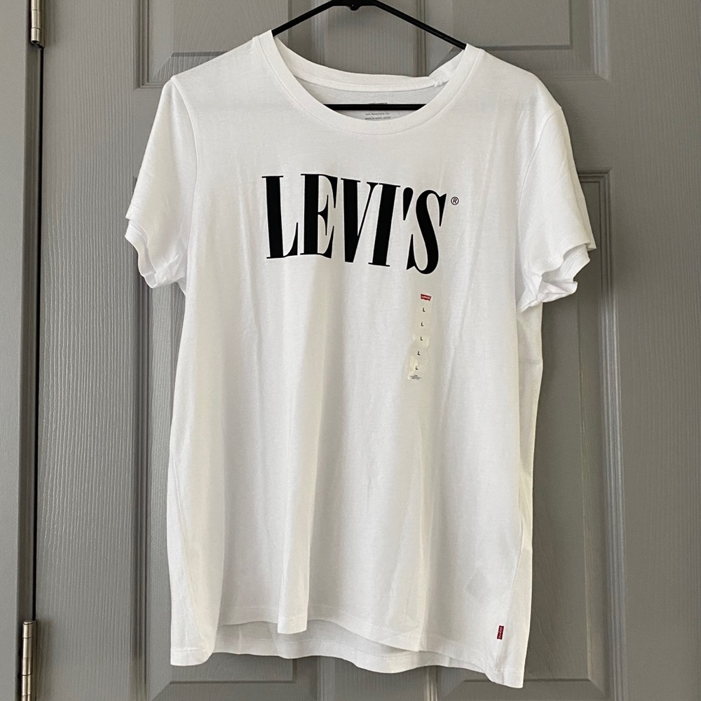 Levi's Perfect Serif Logo Short Sleeve TShirt L - Picture 2 of 4